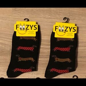 NWT Black Novelty Foozys Socks Dachshund Doxie Dog